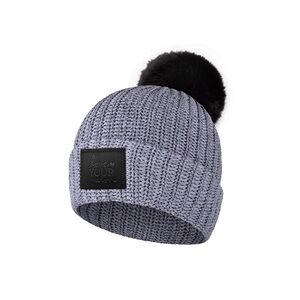 Love Your Melon Dark Grey Beanie With Faux Fur Pom
